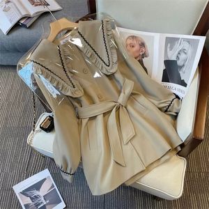 Женские траншеи Coats Fashion Doll Onking Single Mrusting Clothing 2023 весна осень Большой размер Slim Whrodbreaker FP574 230814