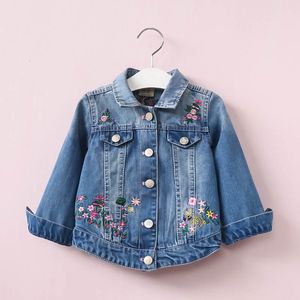 Giackets baby girl jeans giacca da ricamo autunnale fiori jeans per bambini abbigliamento abiti da bambino lz381 230814