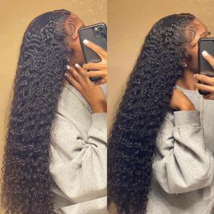 220% 30 polegadas de onda profunda de onda profunda peruca frontal 13x6 perucas de cabelo humano transparentes Remy Curly 4x4 Fechamento de renda peruca para mulheres