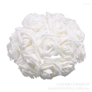 Dekorative Blumen 50pc 8 cm mit Stangensimulation PE Schaum Rose Hand künstliche Outdoor hohe Blumenarrangements in Vase Blumen