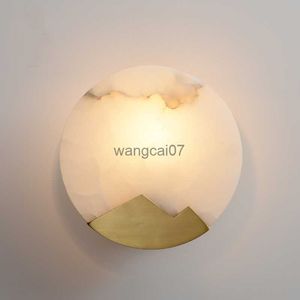 Wall Lamps Circular Marble Hotel Aisle Led Wall Lamp Sconce Living room Bedroom Wall Lights Indoor Wall Decoration E14 Bulb Nordic Lamp HKD230814