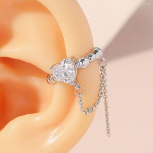 Backs Earrings Fashion Micro Inlaid Zircon Heart Shape Ear Bone Clip Women No Holes Elegant Commuting Practical Cuff Jewelry