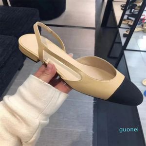 Designer -Summer Beach Sandals shoes Casual fashion leather shoes Belt buckle Thick heel Heels lady Flat Work Women Dress