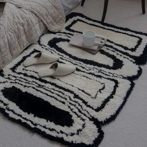 Nordisk specialformad ljus lyxhushåll flockar mattor slitsträckt smutsigt sovrums säng filt toalett absorberande antislip mattor