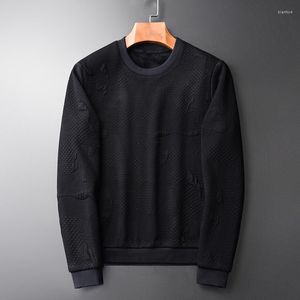 Herren Hoodies Add Velvet Männer Luxus Jacquard Roundkragen schwarzer Sweatshirt Männlich schlanker Wintermänner plus Größe 4xl