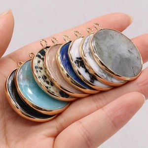 Kolye Kolyeleri Doğal Taş Yuvarlak Altın Kaplama Takılar Lapis Lazuli Beyaz Turquoise için Diy Takı Kolye Yapımı