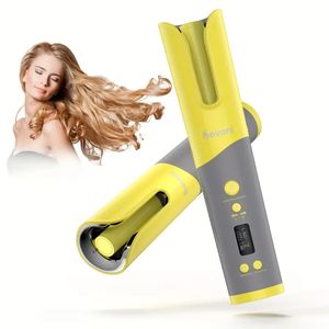 Cordless Automatic Hair Curler, Savani Rechargeable Portable Curling Iron, Anti Tangled Ceramic Barrel Auto Rotating Hair Curling Iron