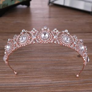 Hair Clips Fashion Rose Crystal Bridal Tiara Stuning Wedding Crown Accessories Piece Women Princess Crowns Jewelry