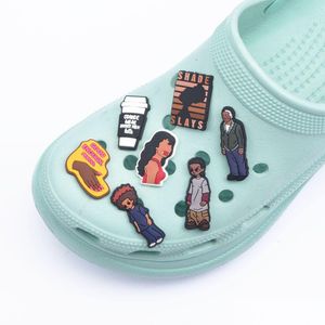 Skodelar Tillbehör Handgjorda mjuka PVC -charm för CLOGS Black Lives Matter Women/Africa/Solidarity/Teens/Adts Drop Deliver Series slumpmässigt