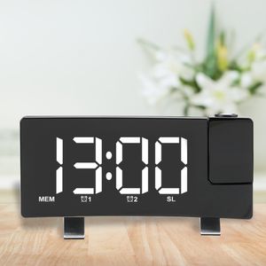 Desk tabellklockor Digital LED -klocka FM Radio USB -projektion Backlight Snooze Alarm Clock Timer Rotating Backlight Projector 230814