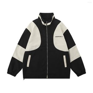 Jackets masculinos lacible color bloqueio stand colar jaqueta 2023 ciclismo de moda primavera outono de casaco de vários bolsos masculinos mulheres tops