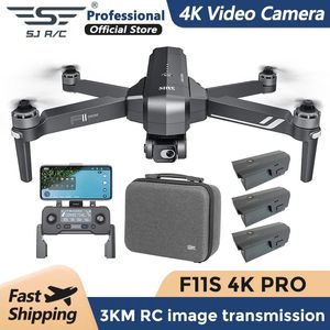 SJRC F11S 4K Pro Kamera Drone Profesional 3km 5G WiFi GPS EIS 2 Eksenli Toruklu Gimbal FPV Fırçasız Quadcopter RC Dron