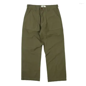 Men's Pants 2023 Solid Color Loose Straight-leg Mens Amekaji Safari Style Casual Vintage Trousers Men