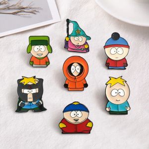 Brosche mit South Park-Charakteren, niedliche Anime-Filme, Spiele, harte Emaille-Pins, zum Sammeln, Metall-Cartoon-Brosche, Rucksack, Hut, Tasche, Kragen, Revers, BadgesZZ