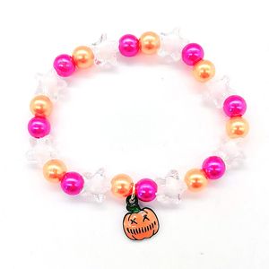 Halloween handgjorda rosa orange pärlpärlpärlor armband för kvinnor tjej söt pumpa bat spöke hatt armband vänskap smycken gåva