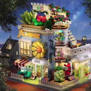 Blocks Creative Mini Succulent Flower Shop StreetView Building Block Flower House Architecture Brick Decor Puzzle Toy For Kids Gift R230814