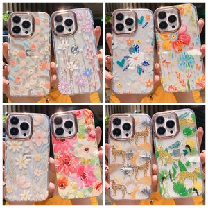 Bling Flower Shell Yumuşak IMD TPU Kılıflar İPhone 15 14 Plus 13 Pro Max 12 11 iPhone15 Moda Bling Krom Placating Metalik Açık Leopar Çiçek Mobil Arka Telefon Kapağı