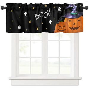 Curtain Halloween Boo Pumpkin Ghost Short Curtains Kitchen Cafe Wine Cabinet Door Window Small Home Decor Drapes