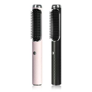 Electric Hair Straightener Brush For Women - Straightening Curler Dual Use, Hair Straightener Iron With Built-in Comb, Fast Heating & Anti-Scald