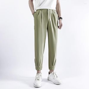 Pantaloni maschili primaverili autunno casual abito dritta slim fit piccoli piedi classici pantaloni della caviglia solida maschio verde khaki grigio