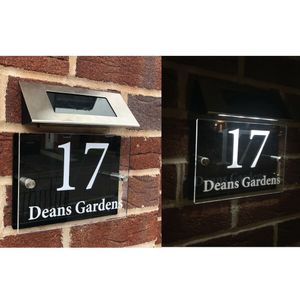 Decorazioni da giardino Numeri di carico della porta personalizzati Plaches Plaques Solar Light Porta Acrilico Acrilico Backplane 230812