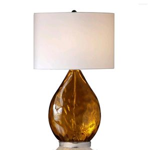 Table Lamps American Neoclassical Water Drop Corrugated Flat Glass Lamp Retro European Model Room Living Study Decorative