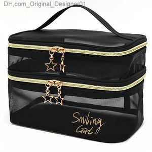 Simple black mesh makeup box organizer storage bag casual zipper makeup bag makeup bag Z230815