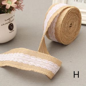 Brocada de presente 2 metros de juta natura hessian fita com acabamentos de renda roll roll vintage decoração de casamento rústico mariage bolo topper