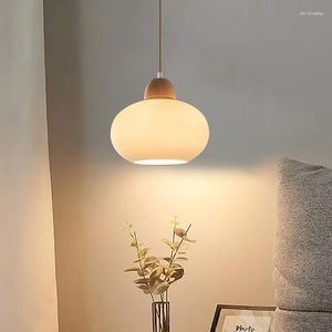 Anhängerlampen japanischer Glas -Persimmon -Lichter moderne hölzerne Heimatkoration Esszimmer Schlafzimmer Nacht