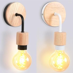 Wall Lamp Vintage Bathroom Mirror Lighting Wooden Metal E27 Modern Light Indoor Aisle Hallway Living Room Bedroom Sconce