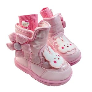 Boots Cute Rabbit Toddler Girls Waterproof Fashion Snow Child Sweet Girls Warm Thicken Plush Fur Winter Shoes Kid Floral 230814