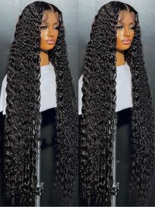 40 polegadas de onda profunda 13x6 Cabelo de peruca frontal de renda 220%Densidade brasileira 360 Curly 13x4 Lace Front Human Hair Wigs for Women pré -arrancadas