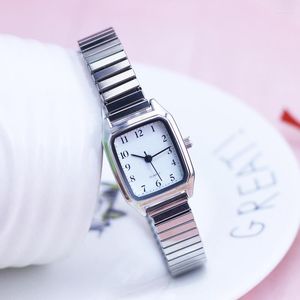 Armbanduhr Sdotter 2023 Alte Frauen Damen Hochqualitäts Uhren Flexible elastische Gurt Mode einfache Edelstahl Elektronische Armbandwatte