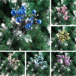 Dekorativa blommor 29 cm Artificial Plant Bouquet Plastic Pine Cone Fake Filial For Home Decor Christmas Decoration Year Table Ornaments