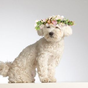 Köpek yaka köpek yavrusu küçük yavrular yapay çiçekler evcil hayvan dış mekan sahte kedi kumaş çiçek taç düğün kostümü aksesuar tatil