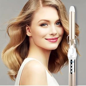 1" Clip-on Curling Iron With Extra Long Tourmaline Ceramic Wand, Professional Curling Iron, Up To 450°F, Travel Friendly, Wave Styling Tool - Golden
