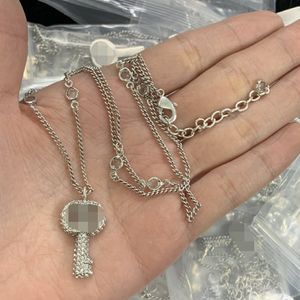 Key With Diamond pendant Women's Men Couple Long Necklaces Double Letter Clavicular Necklace Jewelry Fashion Sweater Chain Gift CGN2 --15