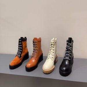 Designer C mais alta qualidade 2023 Novo estilo britânico de salto grosso sola grossa outono e inverno martin boots femininos de couro genuíno de manga curta feminina botas