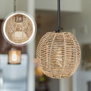 Lâmpadas pendentes 2 pcs teto lâmpada capa luz abajur vintage luzes chão artificial rattan imitação corda retro