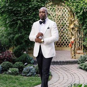 Men's Suits Ivory Groom Tuxedo For Wedding Man Blazers Costume Homme Mariage 2piece Coat Pants Custom Made Terno Masculino