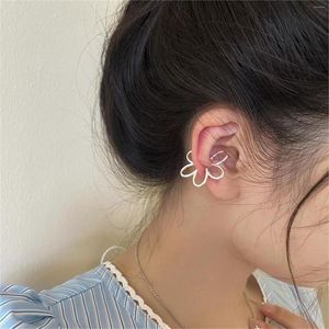 Backs Earrings Hollow Flower Ear Bone Clip Fashion Exaggerated Non-Pierced Earring Silver Color Cuff For Women Girl Aesthetic Jewelry 1/2Pc