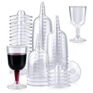 Wine Glasses 20 40 50Pcs Clear Plastic Glass Recyclable Disposable Reusable Cups For Champagne Dessert Beer Pudding Party 230814