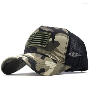 Boll Caps Camouflage USA Flag Mesh Baseball Cap för män Kvinnor Cotton Snapback Hat unisex America broderi Hip Hop Gorras Casquette