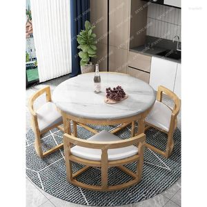 Kitchen Faucets Marble Dining Tables And Chairs Set Simple Modern Small Apartment Home Space-Saving Solid Wood Round 4-Seat Table