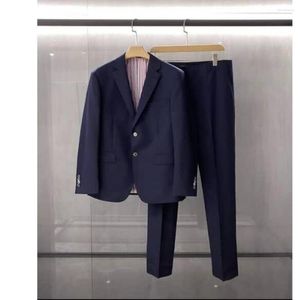 Men's Suits Men Single Breasted Notched Lapel Navy Blue Formal Wedding Groom Jacket Pants Slim Fit Business Hombres Costume