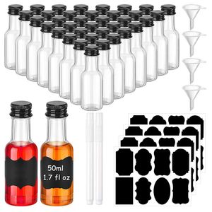 Tumblers 200pcs Mini Clear Refillable Wine Bottles Небольшой соус для вечеринки свадебные услуги с этикетками Funnels Malk Marker 230814