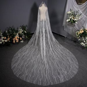 Bridal Veils Luxury Bling Weddig Veil o długości 3M Romantyczny ślub katedralny z grzebieniami Accesorios de Boda
