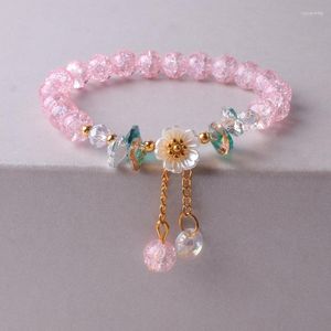 Braccialetti di fascino Bracciale in perline di guscio coreano margherite in perline di cristallo per eleganti doni di anniversario di gioielli regolabili