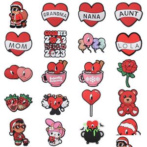 Shoe Parts Accessories Red Heart Grandma Grandpa Aunt Mom Dad Charms Bad Bunny Pvc Clog Decoration 2023 Drop Delivery Series Randomly