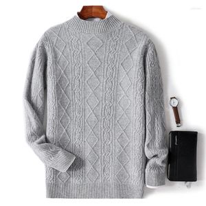 Men's Sweaters S-XXXL Pullover Cashmere Sweater 23 Knitted Casual 100 Pure Wool Half High Collar Loose Coat 3 Colors
